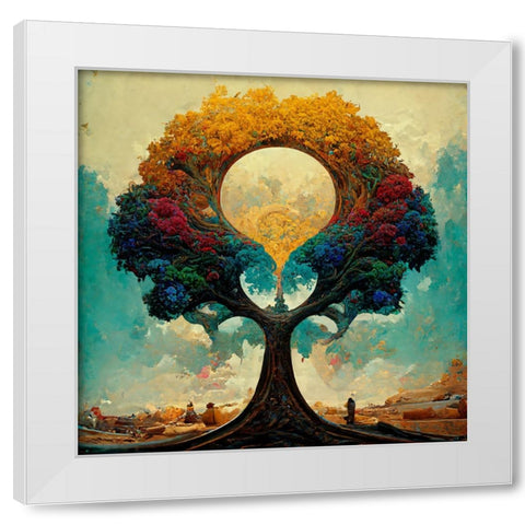 A012 Tree Of Life White Modern Wood Framed Art Print by Heere, Ray