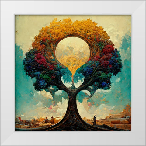 A012 Tree Of Life White Modern Wood Framed Art Print by Heere, Ray