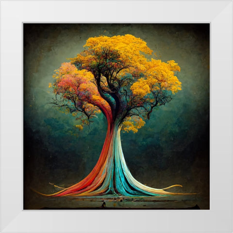 A013 Tree Of Life White Modern Wood Framed Art Print by Heere, Ray
