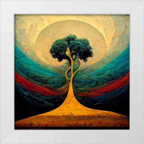 A014 Tree Of Life White Modern Wood Framed Art Print by Heere, Ray