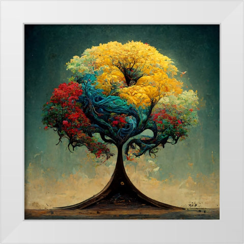 A016 Tree Of Life White Modern Wood Framed Art Print by Heere, Ray