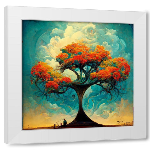A017 Tree Of Life White Modern Wood Framed Art Print by Heere, Ray