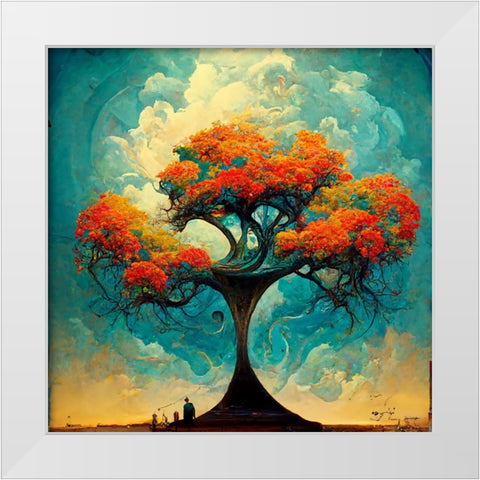 A017 Tree Of Life White Modern Wood Framed Art Print by Heere, Ray