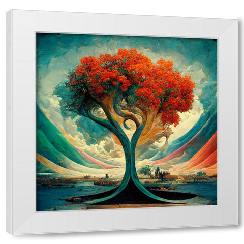 A018 Tree Of Life White Modern Wood Framed Art Print by Heere, Ray