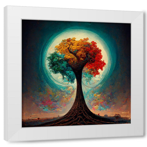 A020 Tree Of Life White Modern Wood Framed Art Print by Heere, Ray