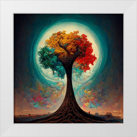 A020 Tree Of Life White Modern Wood Framed Art Print by Heere, Ray