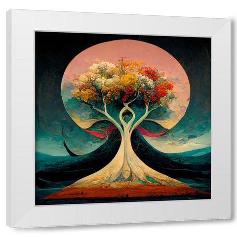 A022 Tree Of Life White Modern Wood Framed Art Print by Heere, Ray