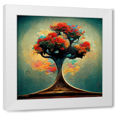 A023 Tree Of Life White Modern Wood Framed Art Print by Heere, Ray