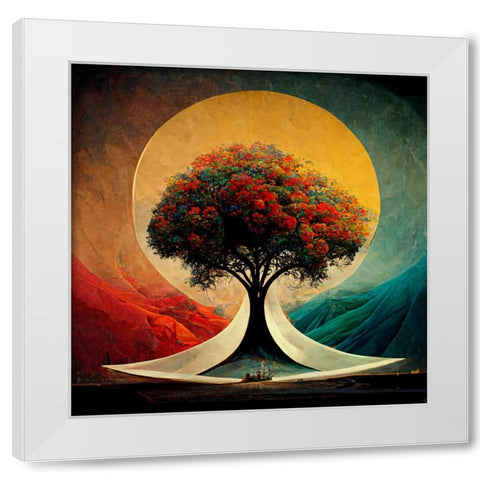 A024 Tree Of Life White Modern Wood Framed Art Print by Heere, Ray