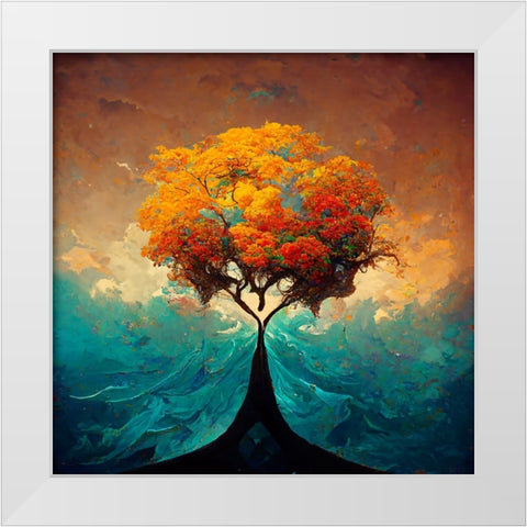 A025 Tree Of Life White Modern Wood Framed Art Print by Heere, Ray