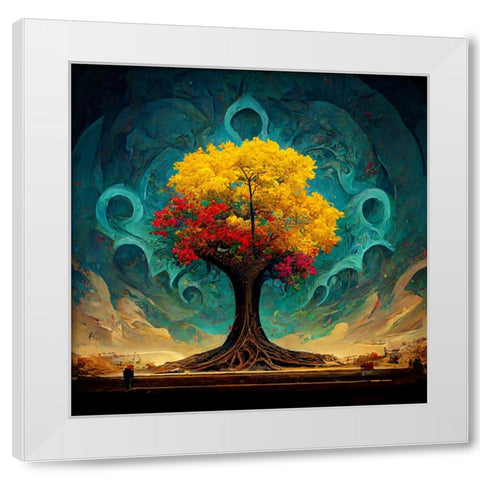 A026 Tree Of Life White Modern Wood Framed Art Print by Heere, Ray