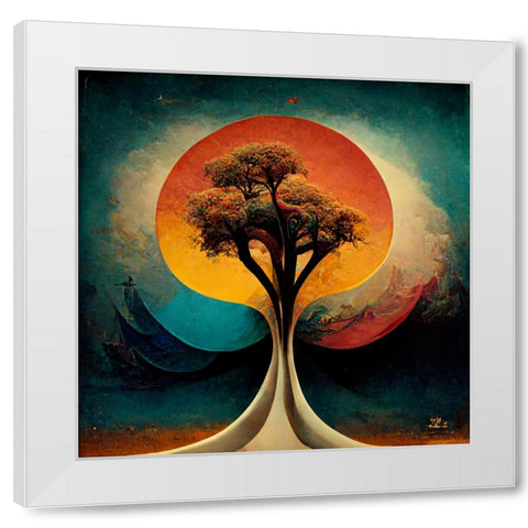 A028 Tree Of Life White Modern Wood Framed Art Print by Heere, Ray