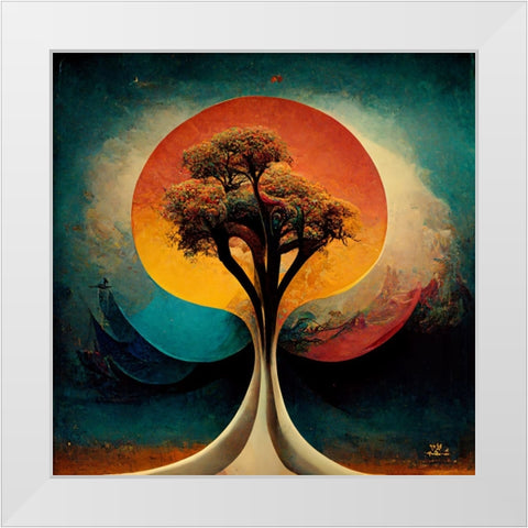 A028 Tree Of Life White Modern Wood Framed Art Print by Heere, Ray