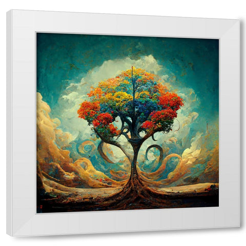 A030 Tree Of Life White Modern Wood Framed Art Print by Heere, Ray