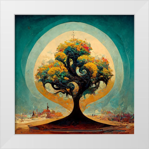 A031 Tree Of Life White Modern Wood Framed Art Print by Heere, Ray