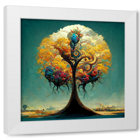 A032 Tree Of Life White Modern Wood Framed Art Print by Heere, Ray
