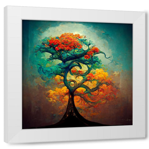 A033 Tree Of Life White Modern Wood Framed Art Print by Heere, Ray