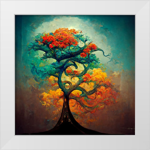 A033 Tree Of Life White Modern Wood Framed Art Print by Heere, Ray