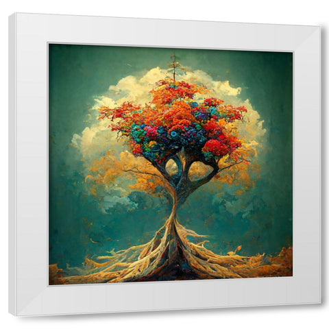 A035 Tree Of Life White Modern Wood Framed Art Print by Heere, Ray