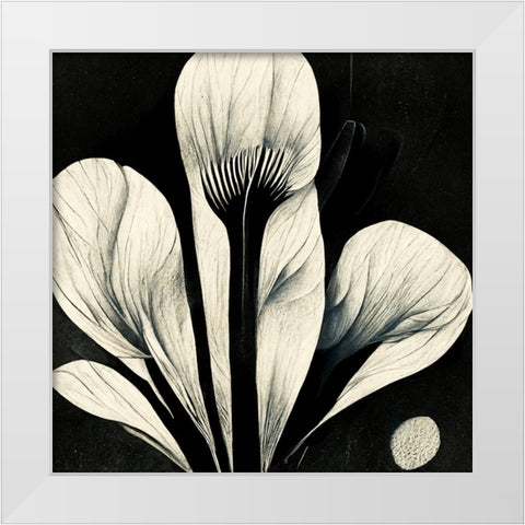 B013 Flowers Black White White Modern Wood Framed Art Print by Heere, Ray