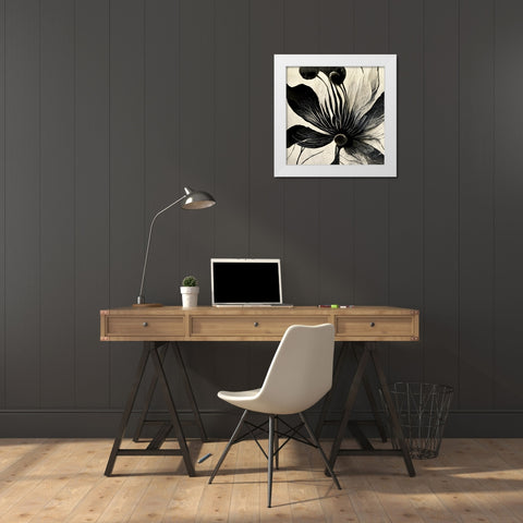 B014 Flowers Black White White Modern Wood Framed Art Print by Heere, Ray