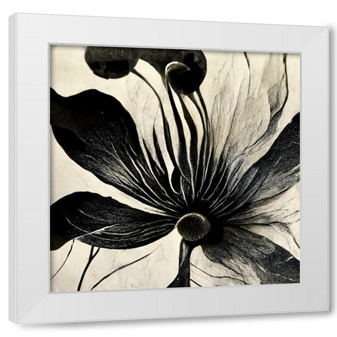 B014 Flowers Black White White Modern Wood Framed Art Print by Heere, Ray