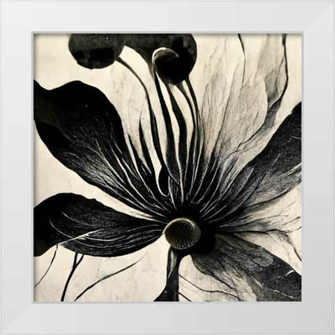 B014 Flowers Black White White Modern Wood Framed Art Print by Heere, Ray