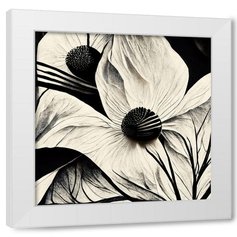 B015 Flowers Black White White Modern Wood Framed Art Print by Heere, Ray