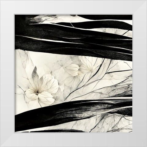 B017 Flowers Black White White Modern Wood Framed Art Print by Heere, Ray
