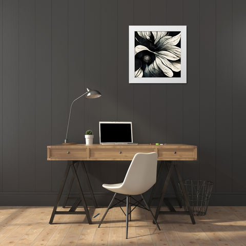 B018 Flowers Black White White Modern Wood Framed Art Print by Heere, Ray