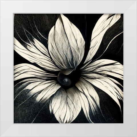 B019 Flowers Black White White Modern Wood Framed Art Print by Heere, Ray
