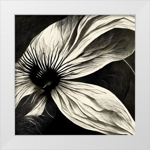 B022 Flowers Black White White Modern Wood Framed Art Print by Heere, Ray