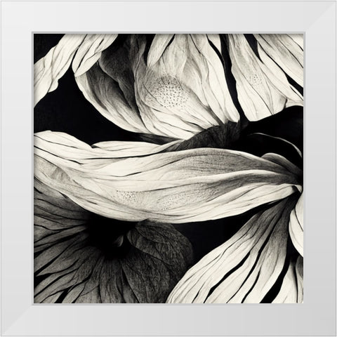 B023 Flowers Black White White Modern Wood Framed Art Print by Heere, Ray