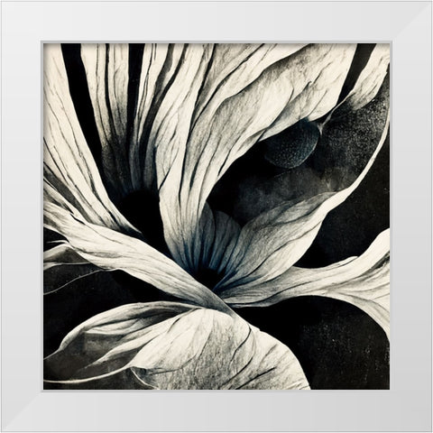 B025 Flowers Black White White Modern Wood Framed Art Print by Heere, Ray