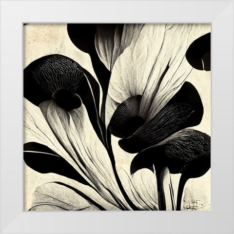 B027 Flowers Black White White Modern Wood Framed Art Print by Heere, Ray