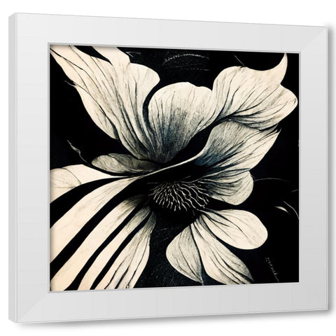B028 Flowers Black White White Modern Wood Framed Art Print by Heere, Ray