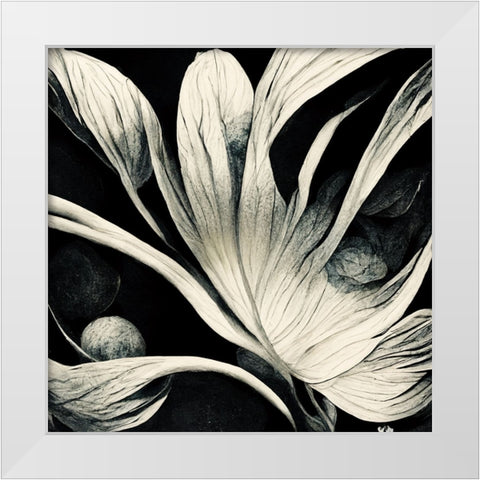 B029 Flowers Black White White Modern Wood Framed Art Print by Heere, Ray