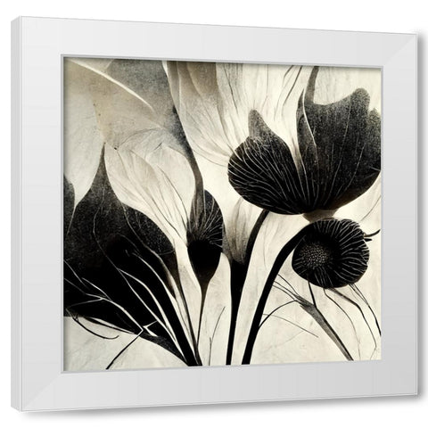 B031 Flowers Black White White Modern Wood Framed Art Print by Heere, Ray