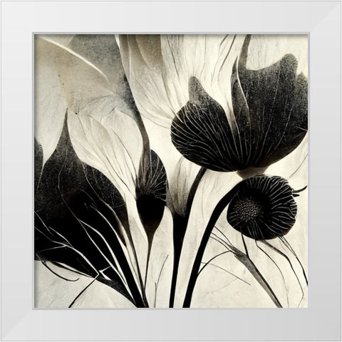 B031 Flowers Black White White Modern Wood Framed Art Print by Heere, Ray