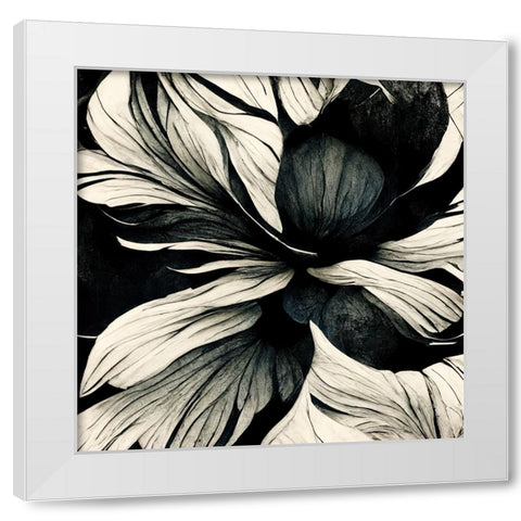 B034 Flowers Black White White Modern Wood Framed Art Print by Heere, Ray