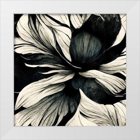 B034 Flowers Black White White Modern Wood Framed Art Print by Heere, Ray