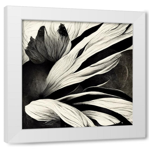 B035 Flowers Black White White Modern Wood Framed Art Print by Heere, Ray