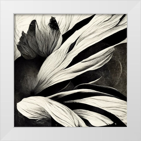 B035 Flowers Black White White Modern Wood Framed Art Print by Heere, Ray