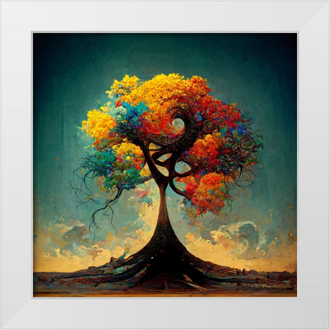 A036 Tree Of Life White Modern Wood Framed Art Print by Heere, Ray