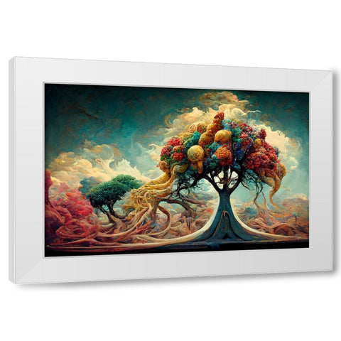 A037 Tree Of Life White Modern Wood Framed Art Print by Heere, Ray