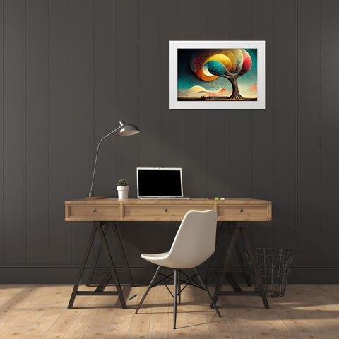 A039 Tree Of Life White Modern Wood Framed Art Print by Heere, Ray