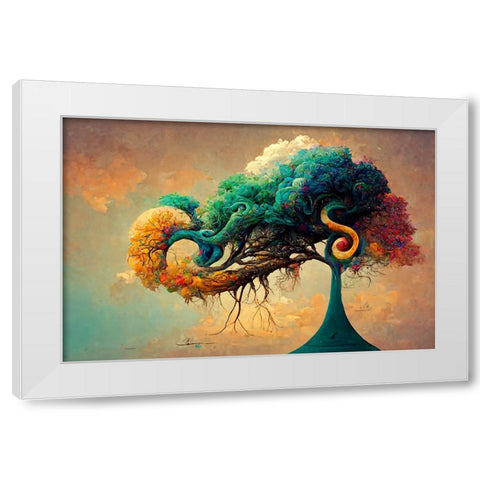A040 Tree Of Life White Modern Wood Framed Art Print by Heere, Ray