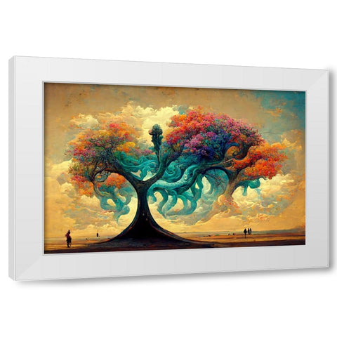 A042 Tree Of Life White Modern Wood Framed Art Print by Heere, Ray