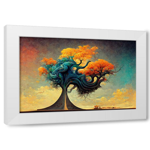 A044 Tree Of Life White Modern Wood Framed Art Print by Heere, Ray