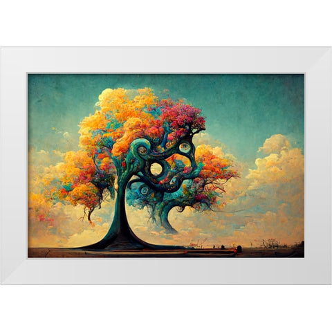 A046 Tree Of Life White Modern Wood Framed Art Print by Heere, Ray